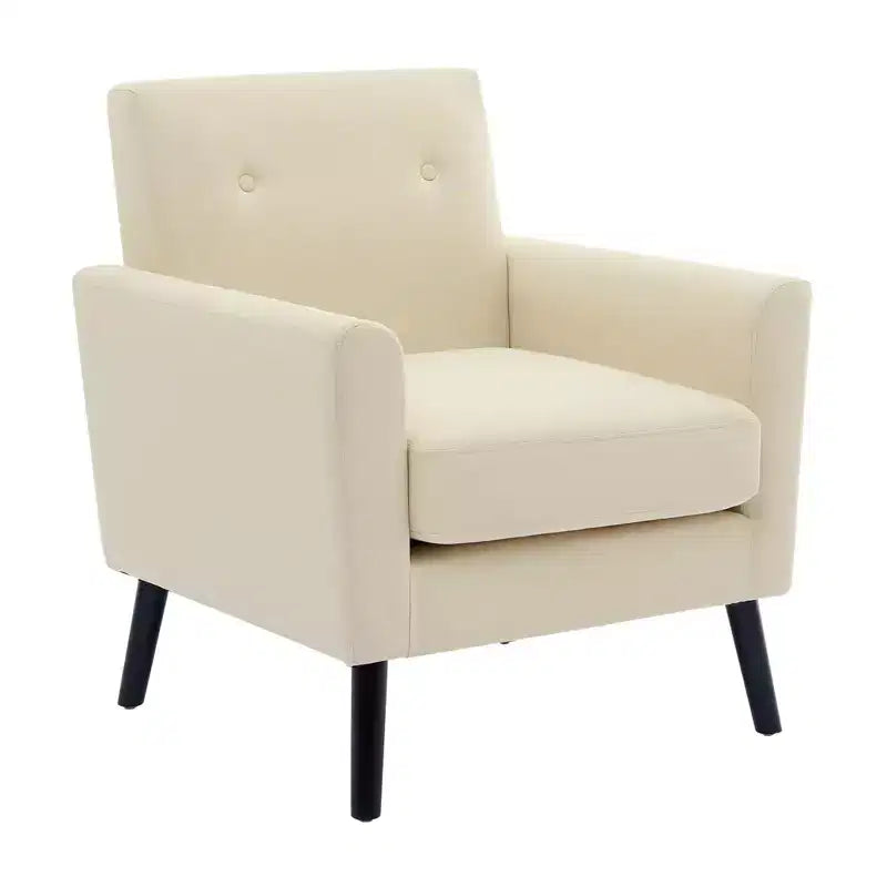 Fauteuil d'appoint, Fauteuil de salon moderne à dossier haut, Fauteuil de lecture en tissu de lin, Fauteuil simple confortable, Coussin haute résilience