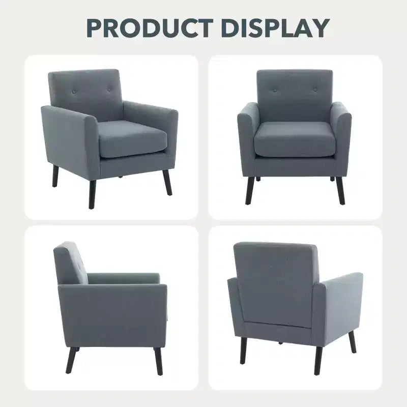 Fauteuil d'appoint, Fauteuil de salon moderne à dossier haut, Fauteuil de lecture en tissu de lin, Fauteuil simple confortable, Coussin haute résilience