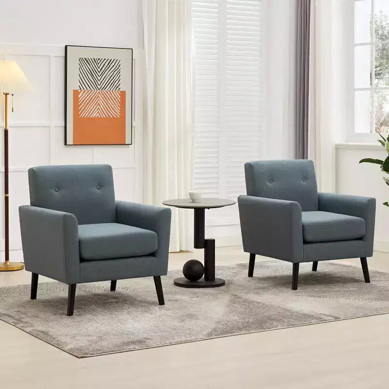 Fauteuil d'appoint, Fauteuil de salon moderne à dossier haut, Fauteuil de lecture en tissu de lin, Fauteuil simple confortable, Coussin haute résilience