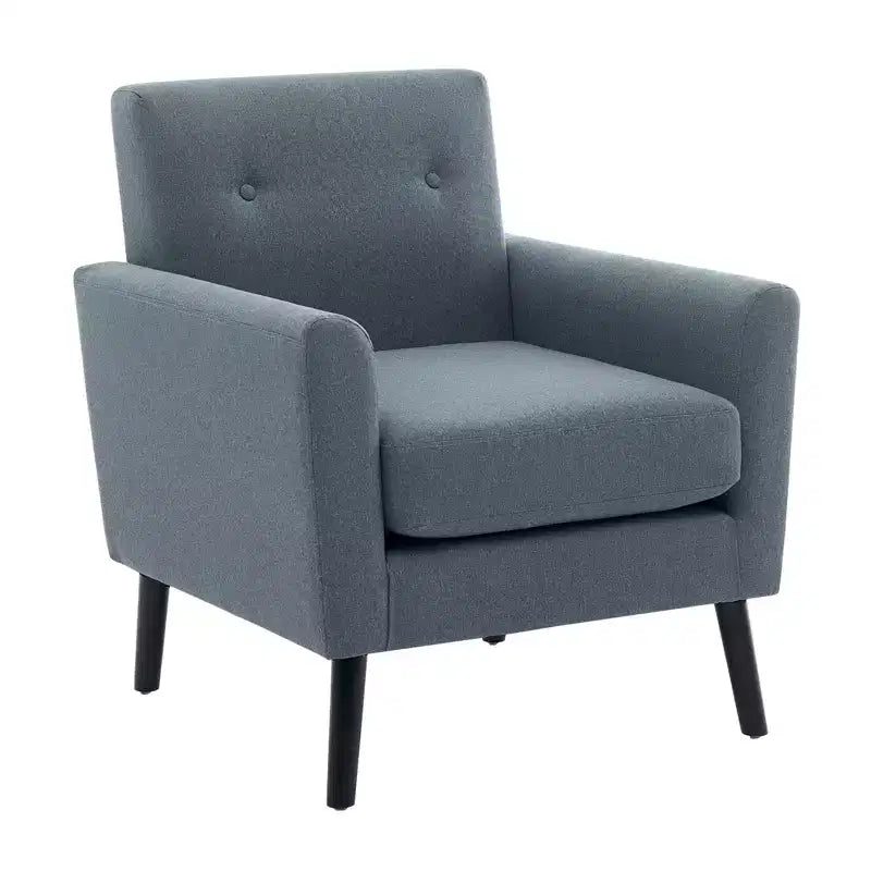 Fauteuil d'appoint, Fauteuil de salon moderne à dossier haut, Fauteuil de lecture en tissu de lin, Fauteuil simple confortable, Coussin haute résilience
