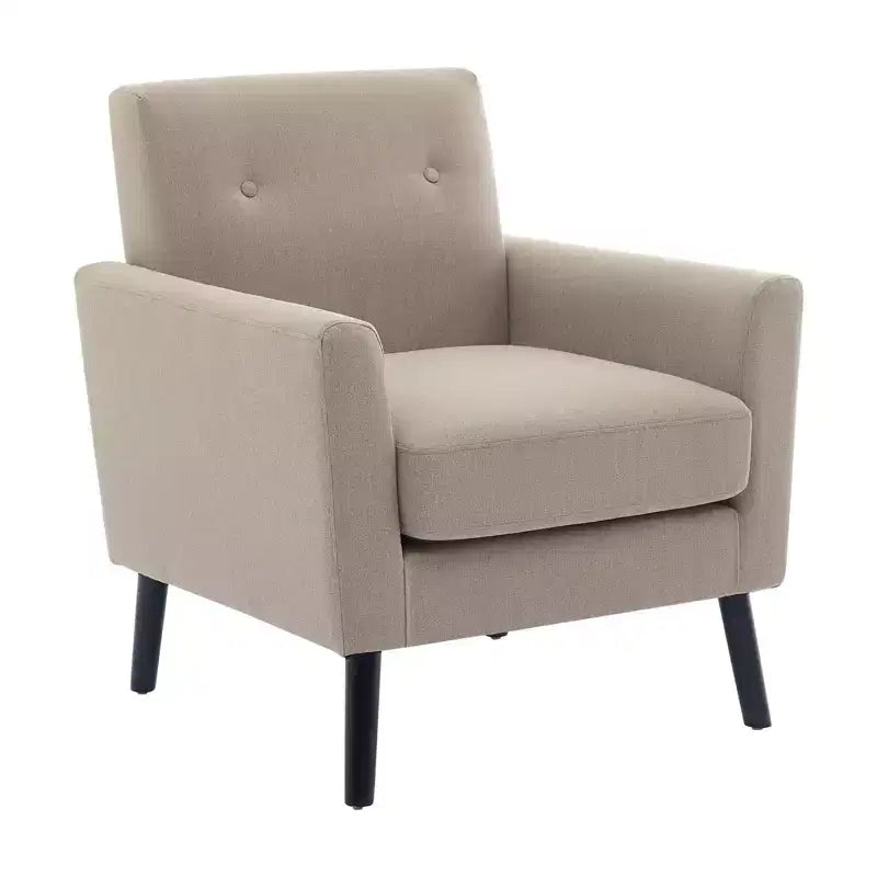 Fauteuil d'appoint, Fauteuil de salon moderne à dossier haut, Fauteuil de lecture en tissu de lin, Fauteuil simple confortable, Coussin haute résilience