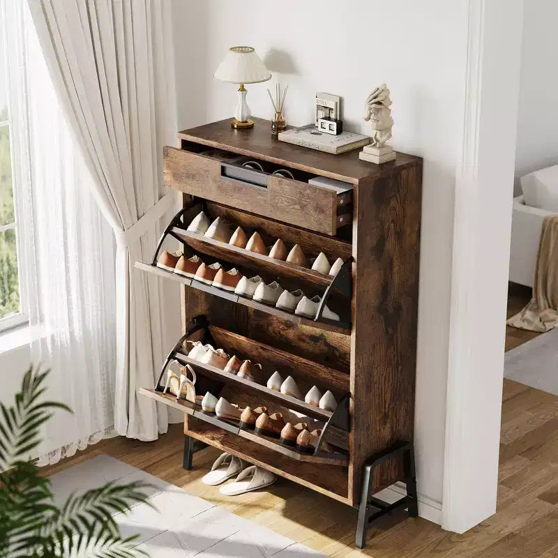 Meuble à chaussures autoportant avec pieds en métal, Rangement pour chaussures, Foyer, Couloir, Salon