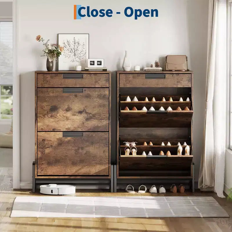 Meuble à chaussures autoportant avec pieds en métal, Rangement pour chaussures, Foyer, Couloir, Salon