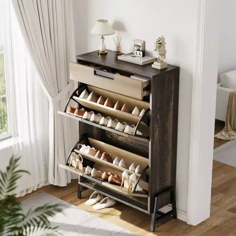 Meuble à chaussures autoportant avec pieds en métal, Rangement pour chaussures, Foyer, Couloir, Salon
