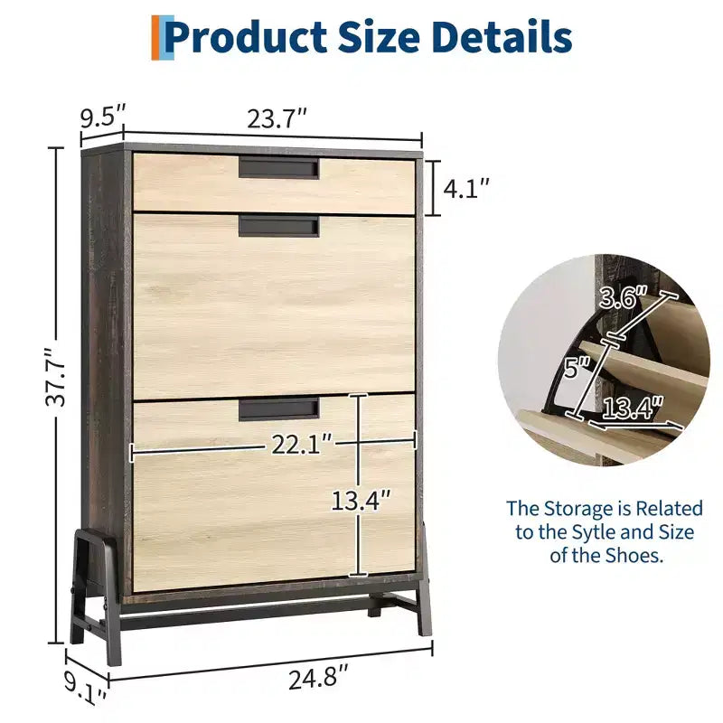 Meuble à chaussures autoportant avec pieds en métal, Rangement pour chaussures, Foyer, Couloir, Salon