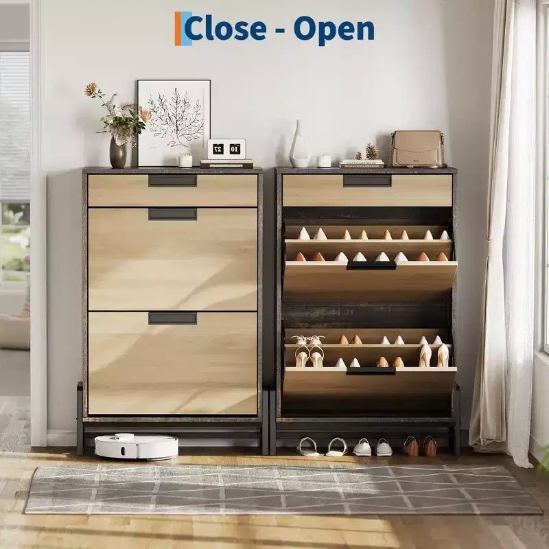 Meuble à chaussures autoportant avec pieds en métal, Rangement pour chaussures, Foyer, Couloir, Salon