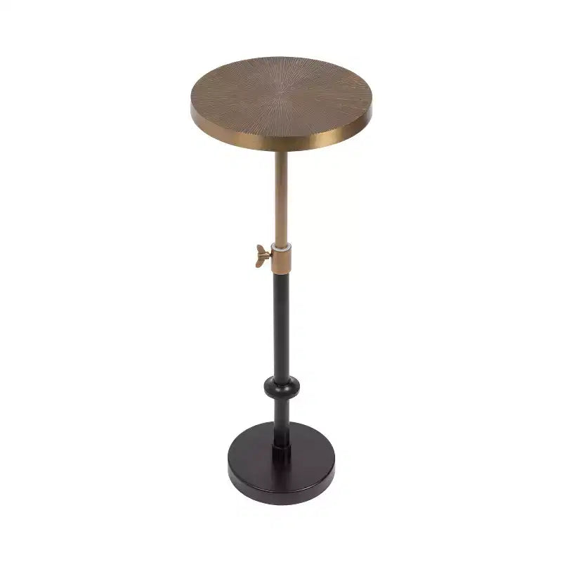 Kate and Laurel Engles Adjustable Embossed Metal Table and Plant Stand, 10x10x30, Gold and Black