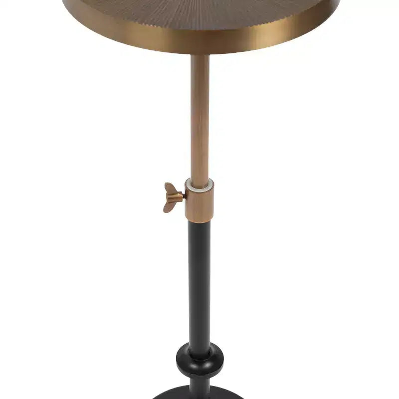 Table et Support pour Plantes Réglables en Métal Gaufré, 10x10x30, Or et Noir
