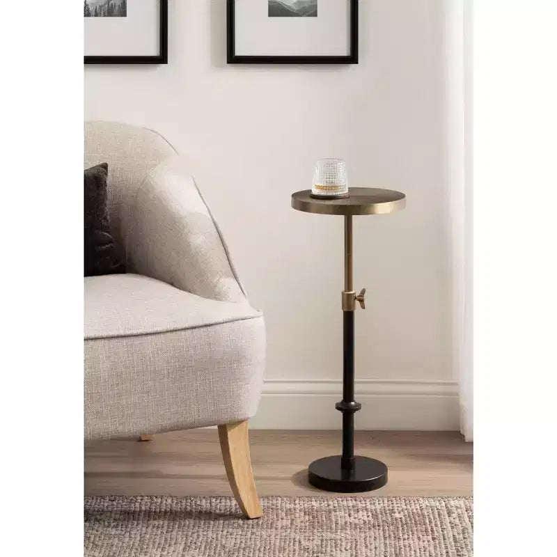 Table et Support pour Plantes Réglables en Métal Gaufré, 10x10x30, Or et Noir