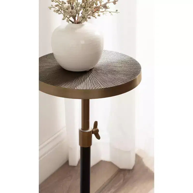 Table et Support pour Plantes Réglables en Métal Gaufré, 10x10x30, Or et Noir