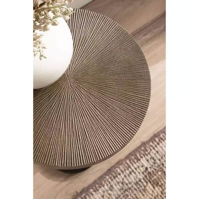 Table et Support pour Plantes Réglables en Métal Gaufré, 10x10x30, Or et Noir