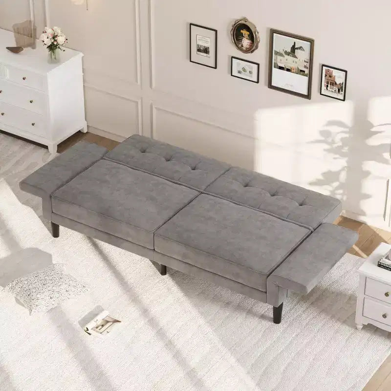 Canapé-lit futon 89, canapé convertible moderne en chenille avec dossier et accoudoirs réglables, futon convertible pour salon, chambre, appartements