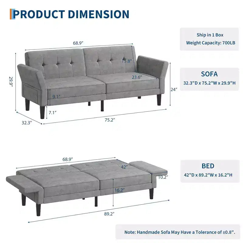 Canapé-lit futon 89, canapé convertible moderne en chenille avec dossier et accoudoirs réglables, futon convertible pour salon, chambre, appartements