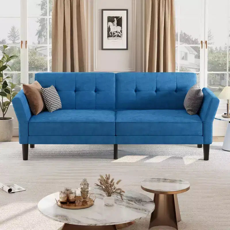 Canapé-lit futon 89, canapé convertible moderne en chenille avec dossier et accoudoirs réglables, futon convertible pour salon, chambre, appartements