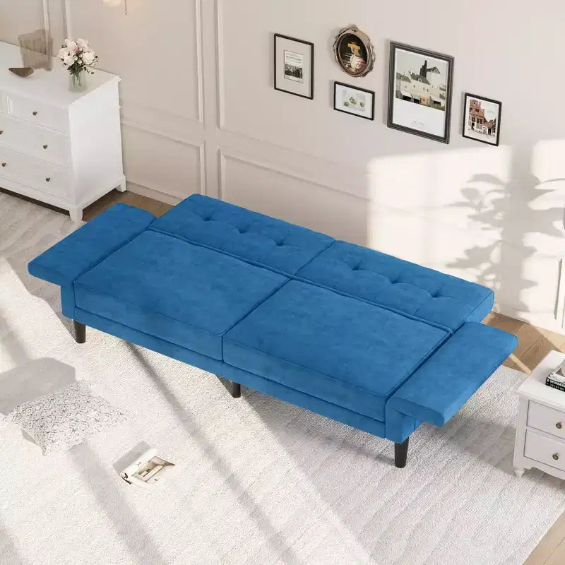 Canapé-lit futon 89, canapé convertible moderne en chenille avec dossier et accoudoirs réglables, futon convertible pour salon, chambre, appartements