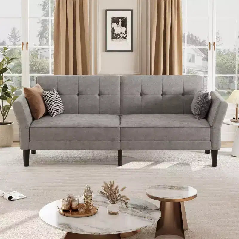 Canapé-lit futon 89, canapé convertible moderne en chenille avec dossier et accoudoirs réglables, futon convertible pour salon, chambre, appartements