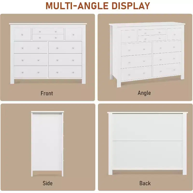 Commode de chambre à 10 tiroirs, commode en bois moderne avec texture naturelle