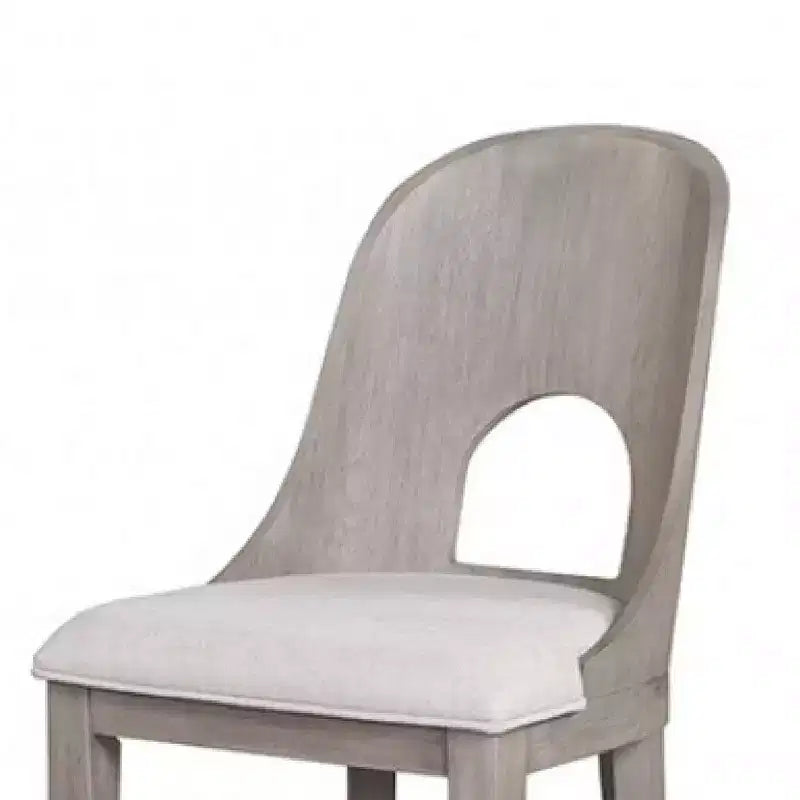 Lot de 2 chaises de comptoir, dossier ajouré incurvé, finition blanchie