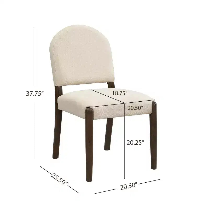 Chaises de salle à manger capitonnées en tissu du milieu du siècle avec dossier (lot de 2)