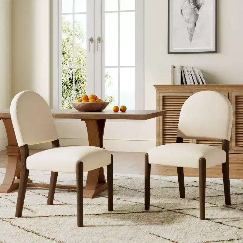 Chaises de salle à manger capitonnées en tissu du milieu du siècle avec dossier (lot de 2)