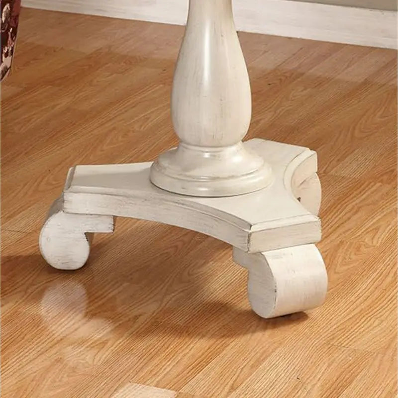 Rene Round Wood Pedestal End Table with Scrolled Legs