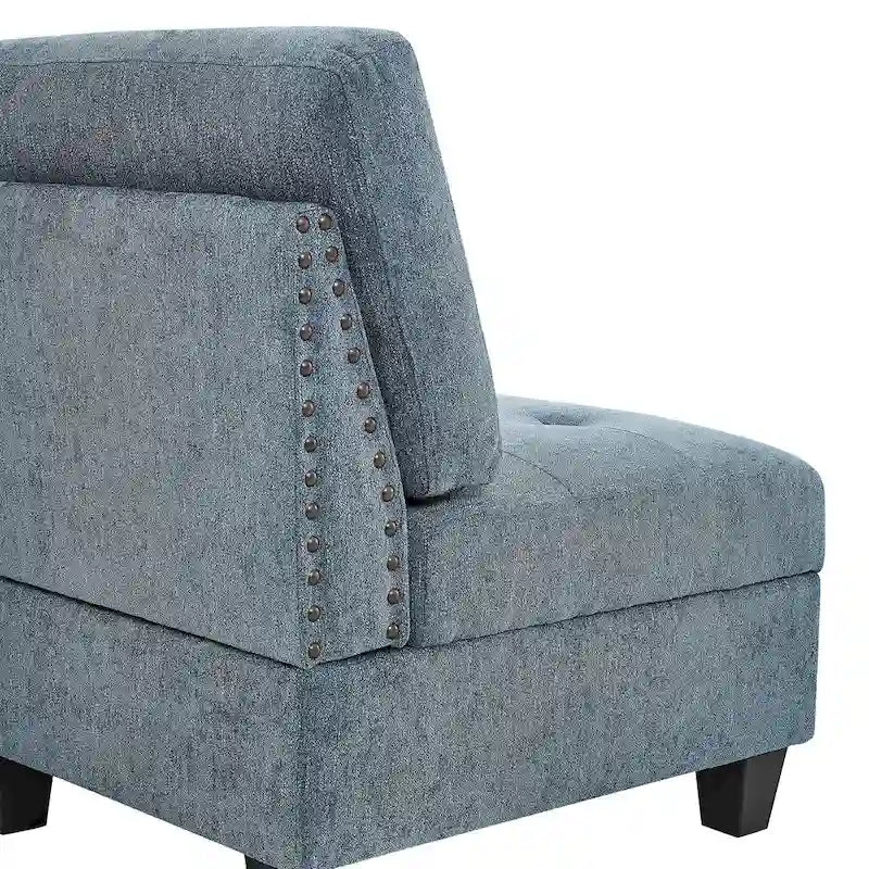 DIY Combination Modular Sectional Sofa with Hidden Storage and Copper Nail Inlays