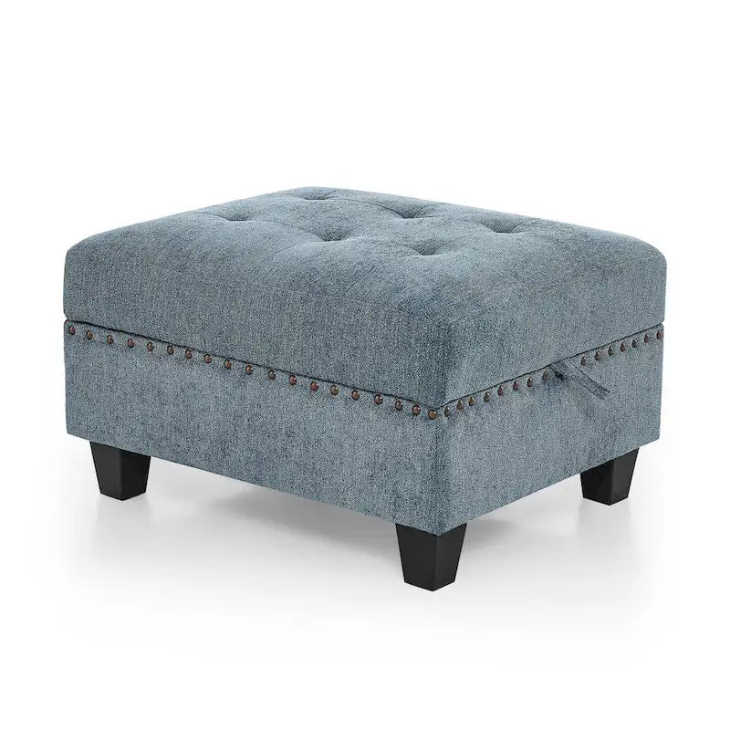 DIY Combination Modular Sectional Sofa with Hidden Storage and Copper Nail Inlays