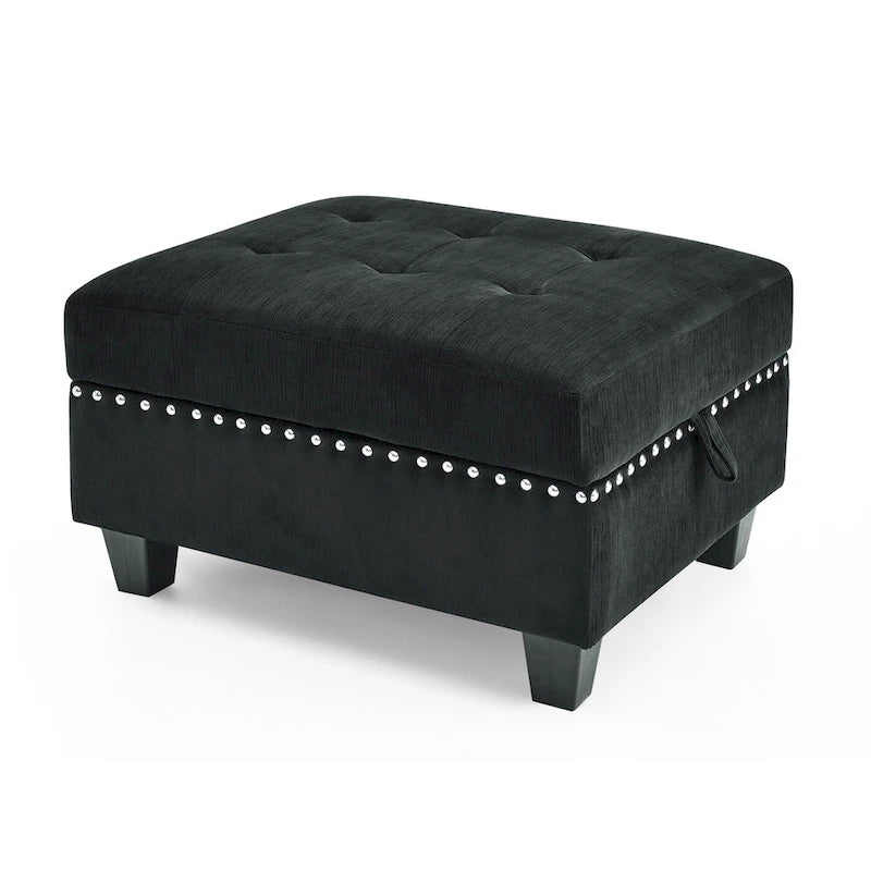 DIY Combination Modular Sectional Sofa with Hidden Storage and Copper Nail Inlays