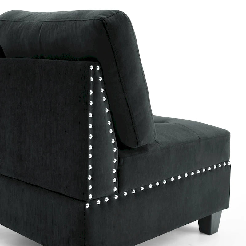 DIY Combination Modular Sectional Sofa with Hidden Storage and Copper Nail Inlays