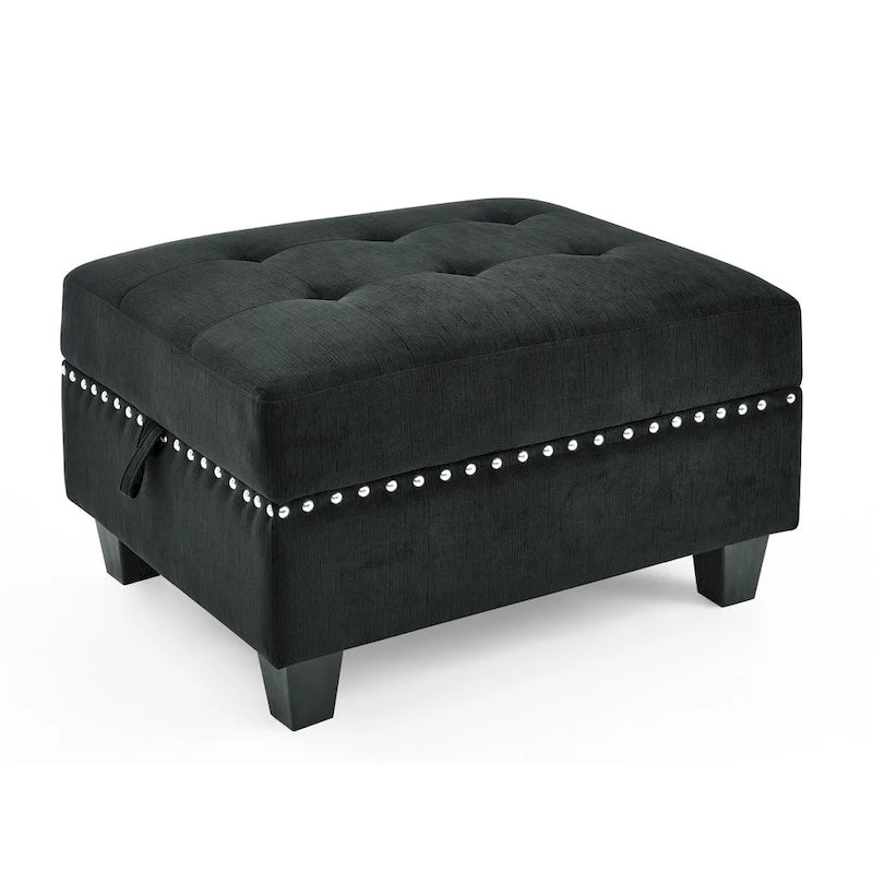 DIY Combination Modular Sectional Sofa with Hidden Storage and Copper Nail Inlays