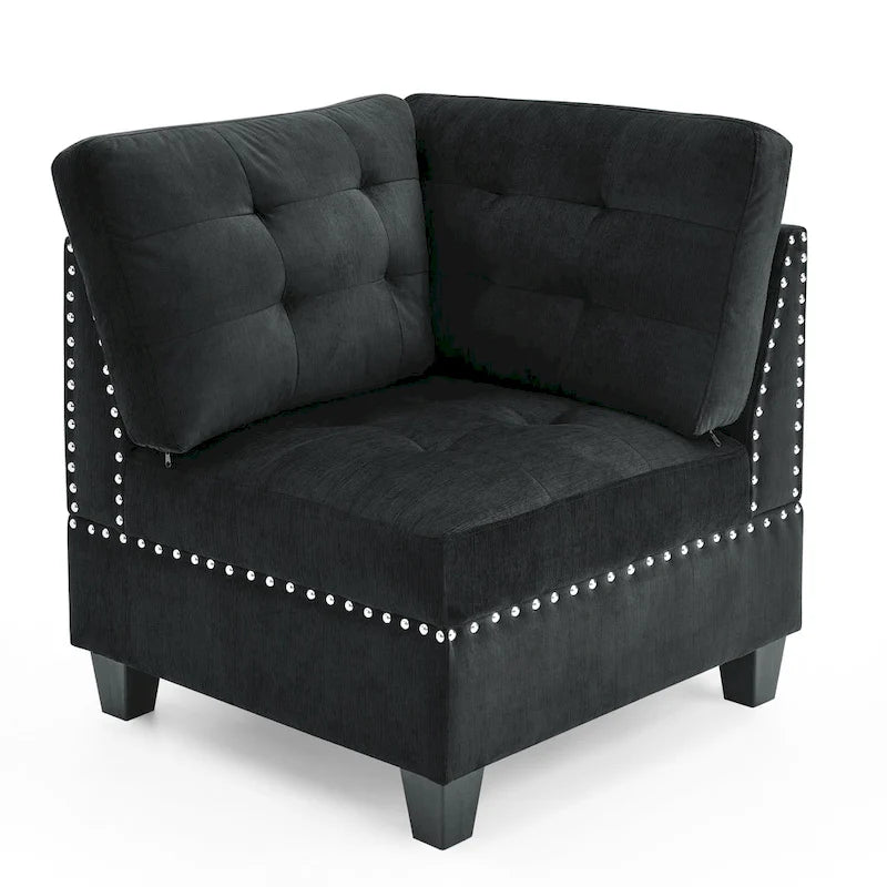 DIY Combination Modular Sectional Sofa with Hidden Storage and Copper Nail Inlays