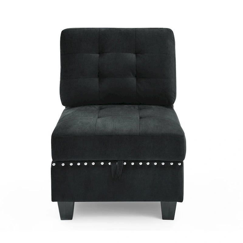 DIY Combination Modular Sectional Sofa with Hidden Storage and Copper Nail Inlays