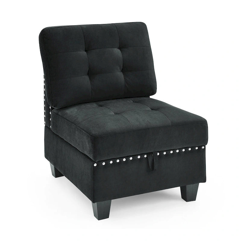 DIY Combination Modular Sectional Sofa with Hidden Storage and Copper Nail Inlays