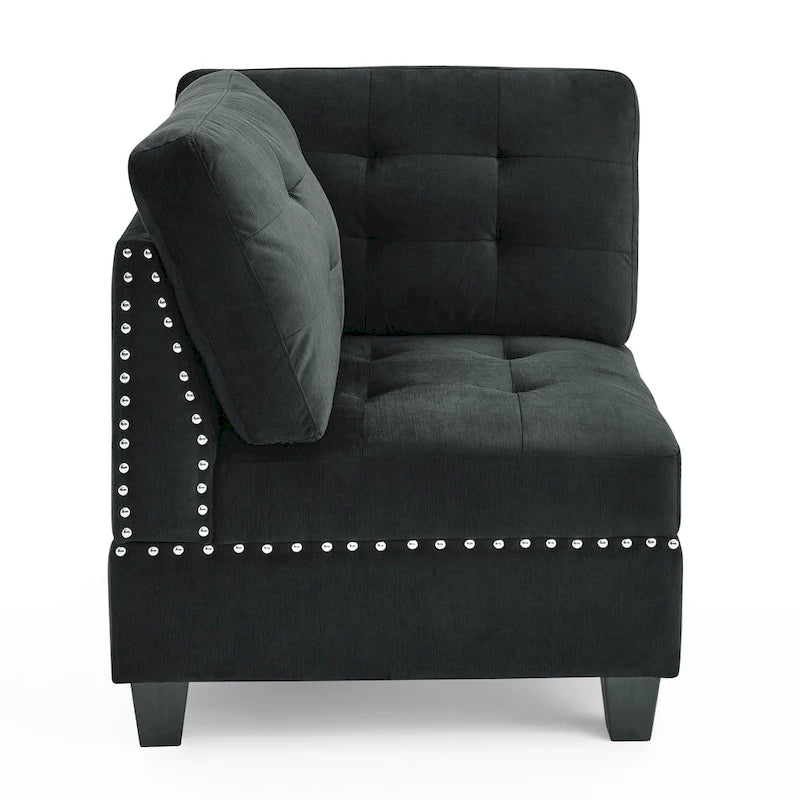 DIY Combination Modular Sectional Sofa with Hidden Storage and Copper Nail Inlays