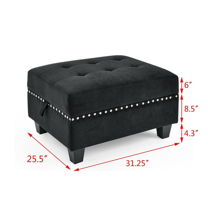 DIY Combination Modular Sectional Sofa with Hidden Storage and Copper Nail Inlays