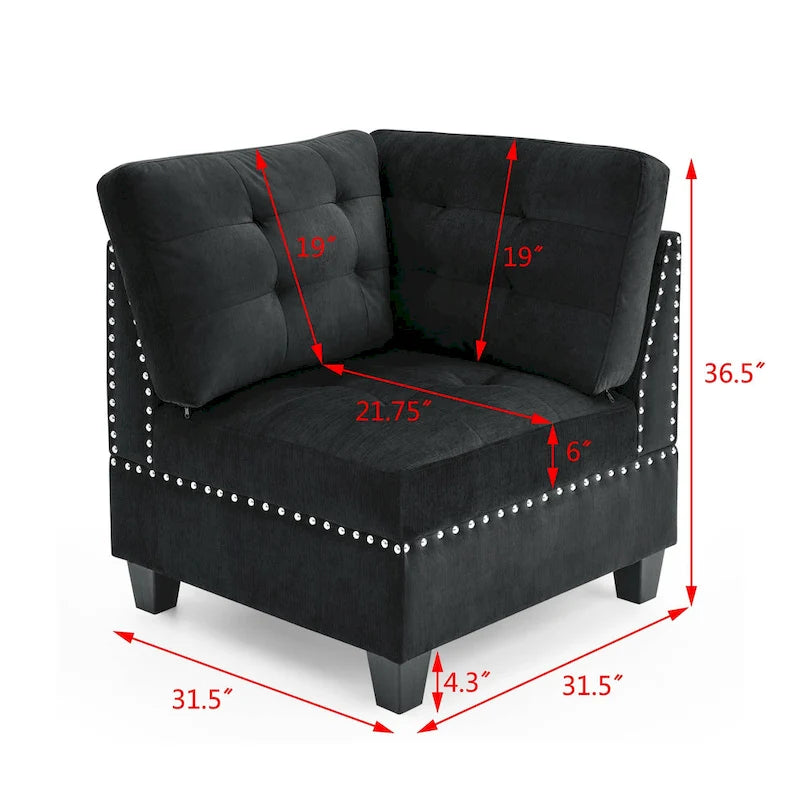 DIY Combination Modular Sectional Sofa with Hidden Storage and Copper Nail Inlays