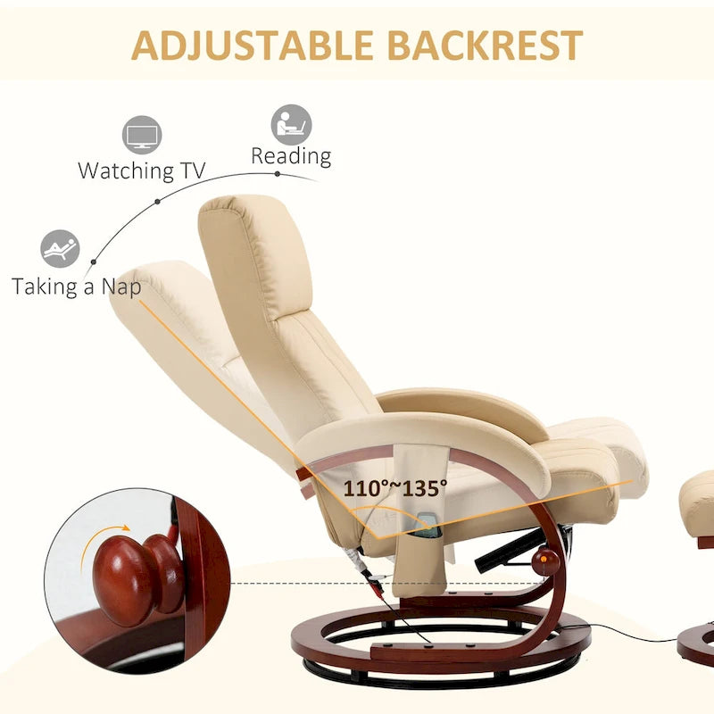 Modern 26 High Back Swivel Recliner Chair with Remote Control