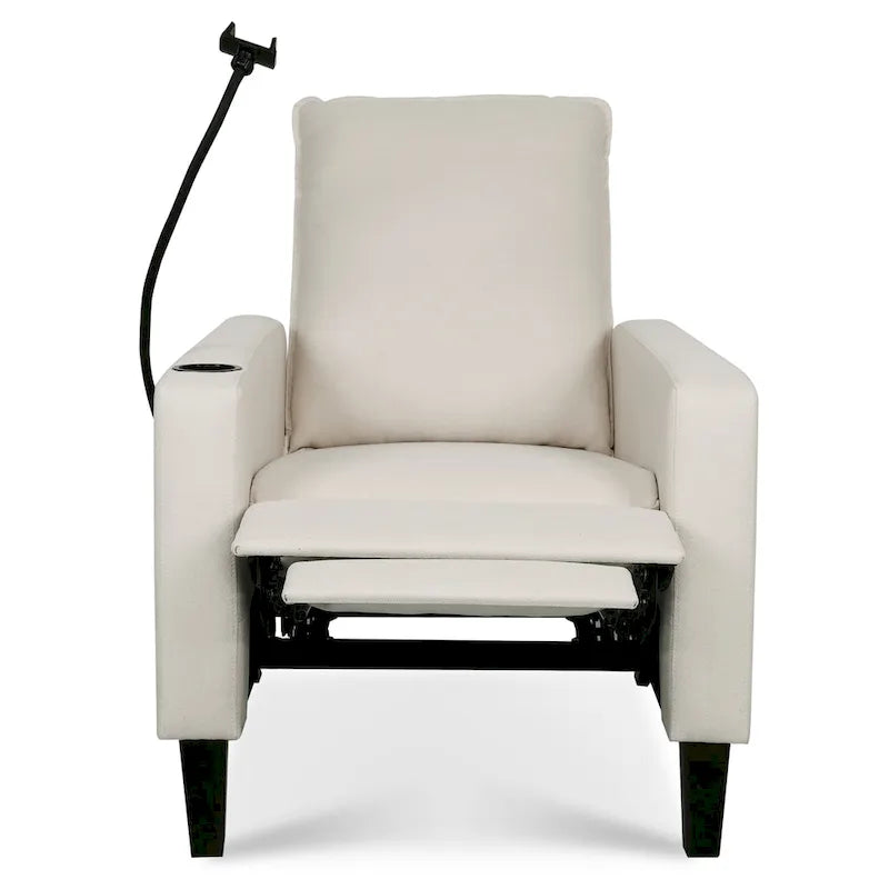 Modern Fabric Manual Recliner with Phone Holder, Cup Holder, Footrest