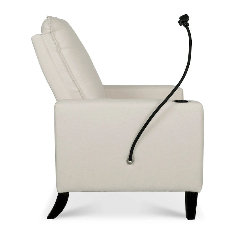 Modern Fabric Manual Recliner with Phone Holder, Cup Holder, Footrest