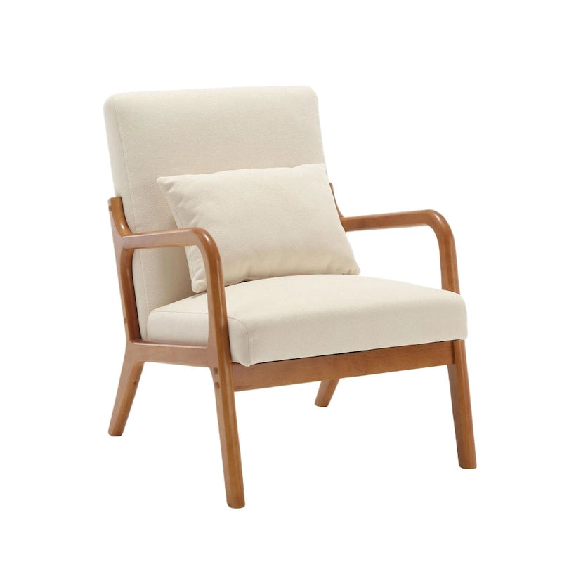 Modern Accent Chair, Solid Wood Padding Lounge Armchairs With One pillow for Living Room, Bedroom, Guest Room