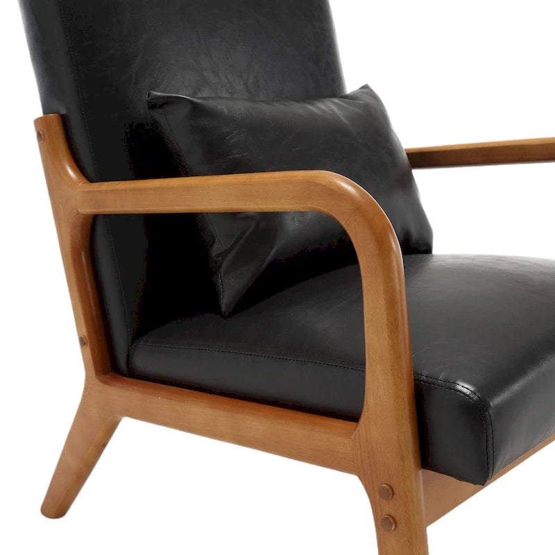 Modern Accent Chair, Solid Wood Padding Lounge Armchairs With One pillow for Living Room, Bedroom, Guest Room
