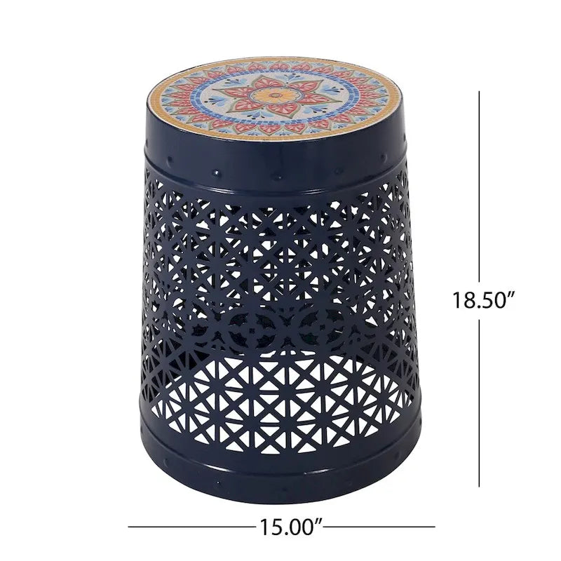 Lace Cut Metal Side Table