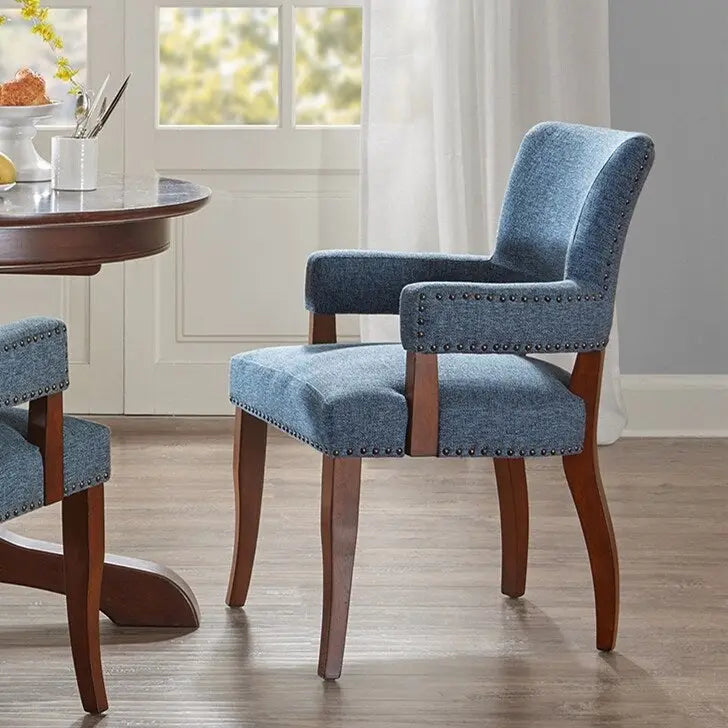 Arm Dining Chair 1 Piece, Silver Nailhead trim Dining Room Chairs