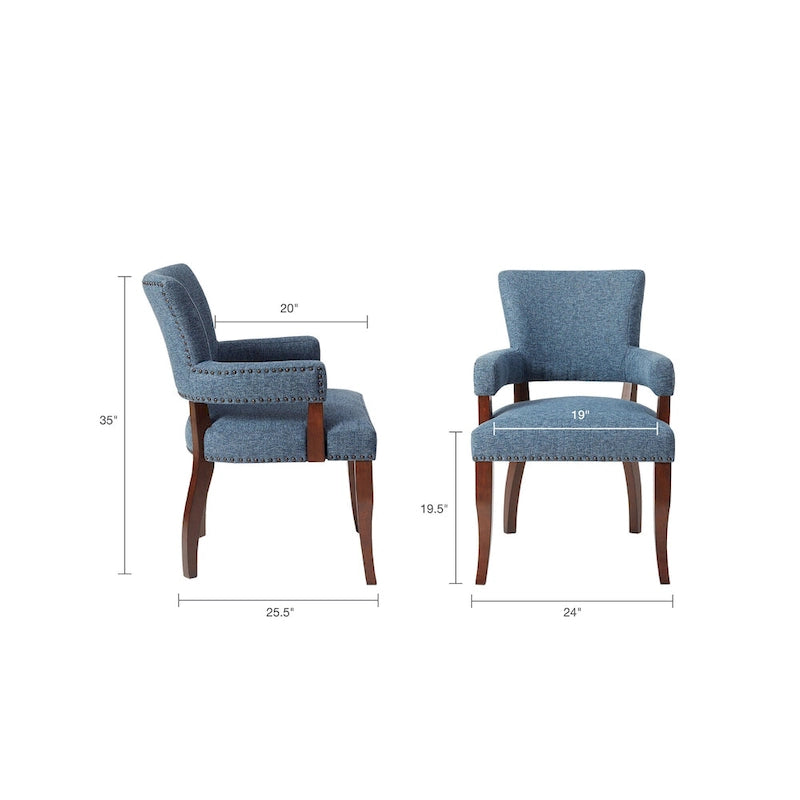 Arm Dining Chair 1 Piece, Silver Nailhead trim Dining Room Chairs