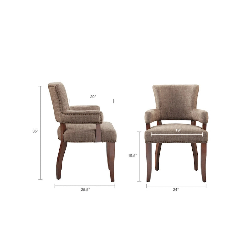 Arm Dining Chair 1 Piece, Silver Nailhead trim Dining Room Chairs