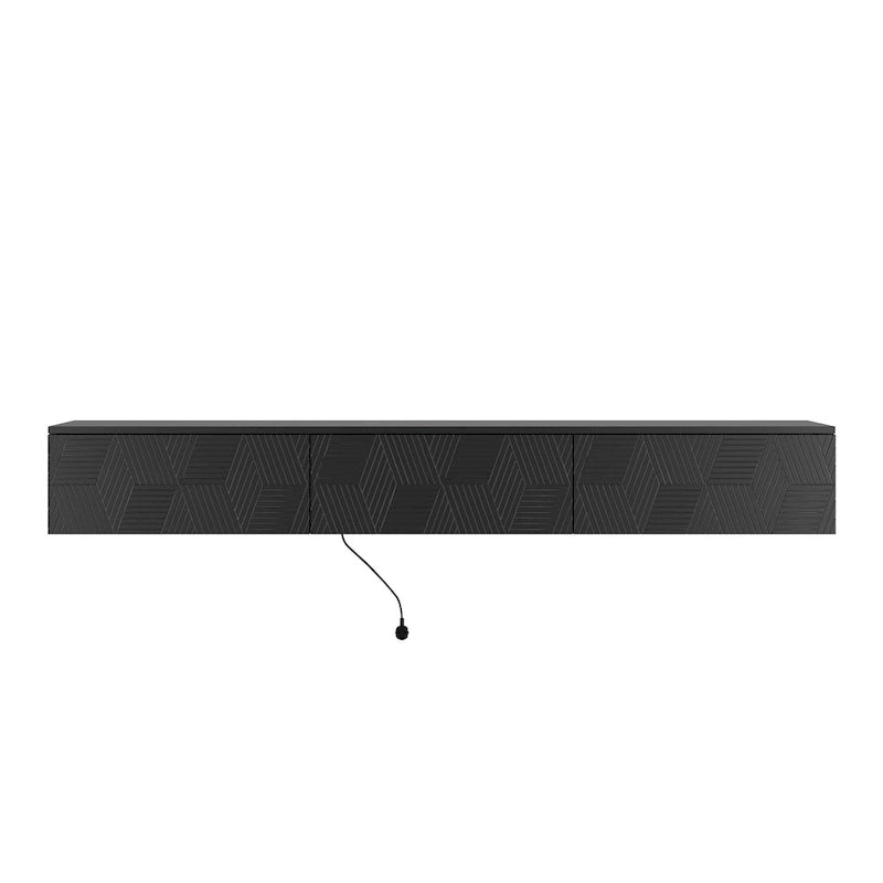 Floating TV Stand Wall Mounted with 16 Color LEDs,69 Modern TV Stand, Floating TV Cabinet Entertainment Center