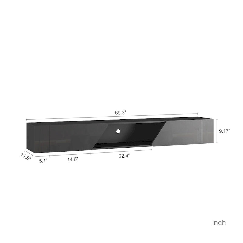 Floating TV Stand Wall Mounted with 16 Color LEDs,69 Modern TV Stand, Floating TV Cabinet Entertainment Center