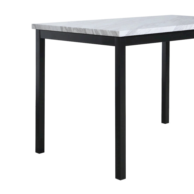 5-Piece Dining Table and Chair Set, Kitchen Dining Furniture Set with Faux Marble Rectangular Table and 4 Chairs