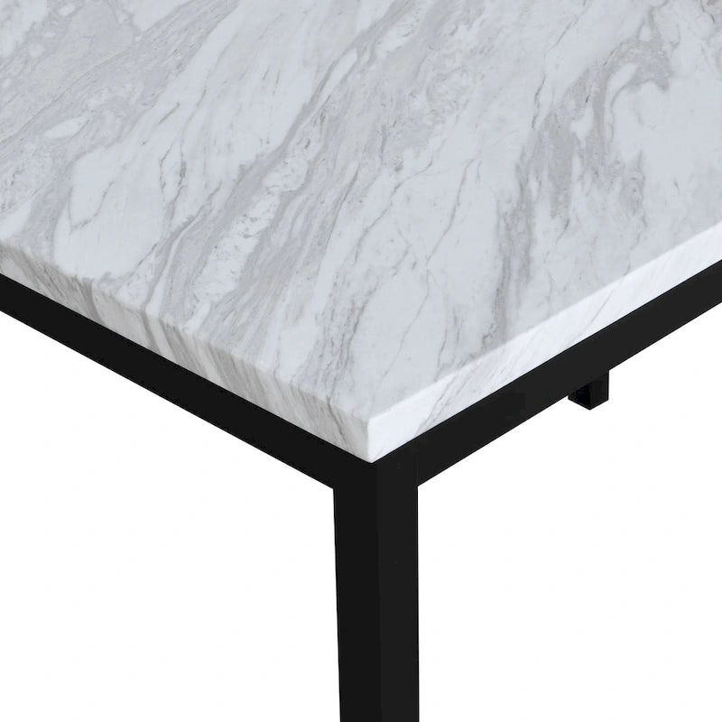 5-Piece Dining Table and Chair Set, Kitchen Dining Furniture Set with Faux Marble Rectangular Table and 4 Chairs