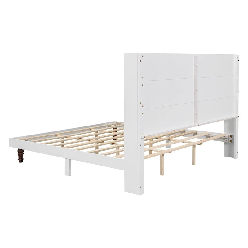 King Platform Bed with Elegant High Headboard & Comfortable Back